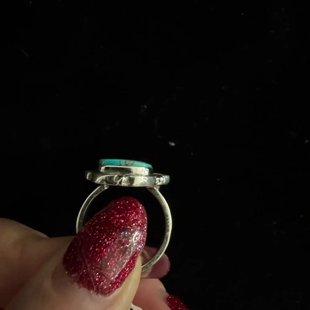 Genuine Turquoise and Sterling Silver‎ Ring